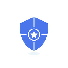 Safety icon, confirmation, shield with a checkmark, protection and security icon with star sign. Safety icon and best, favorite, rating symbol