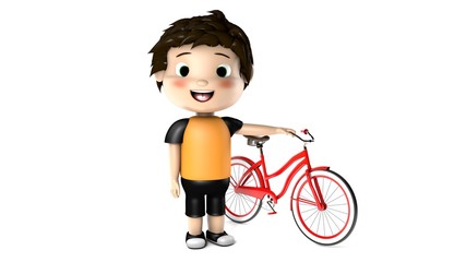 Niño mostrando bicicleta