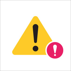 Warning triangle icon, Error, alert, problem, failure icon with exclamation mark. Warning triangle icon and alert, error, alarm, danger symbol