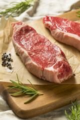 Raw Grass Fed NY Strip Steaks