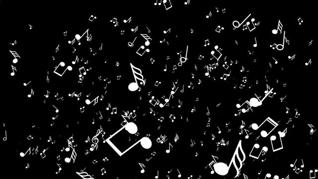 Various musical notes on black background