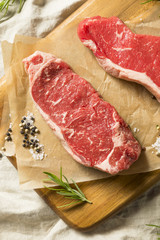 Raw Grass Fed NY Strip Steaks
