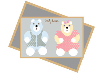 vector cute card teddy bears cartoon.. 