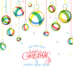 Christmas and New Year greeting card with Christmas balls.