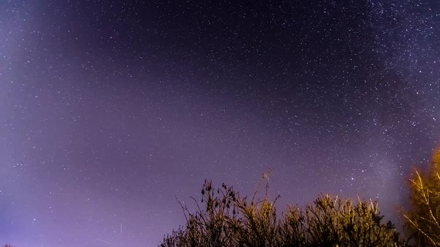 Star timelapse of horizontal movement of the stars in the northern hemispheres star constellations.	