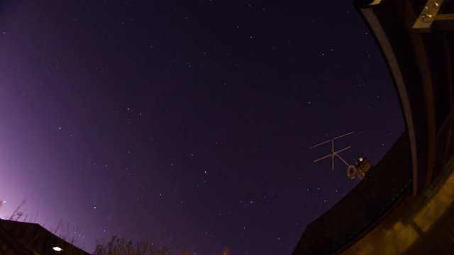 Star timelapse of circular movement of the stars, around the polar star,in the northern hemispheres star constellations.