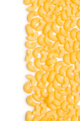 Uncooked elbow macaroni.