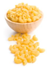 Uncooked elbow macaroni.