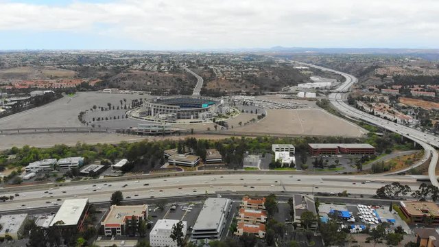 Aerial Wide: Driving on the Freeway of California