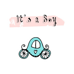 Hand drawn illustration of baby carriage. Cute Baby shower design