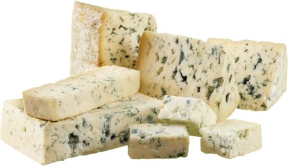 Pieces of Gorgonzola Cheese - Isolated