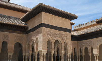 Obraz premium Löwenhof, Nasridenpalast, Alhambra, Granada, Andalusien, Spanien