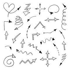 Set of sketch hand drawn arrows.