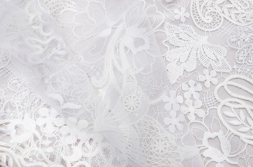 Lace cloth macrame of their cotton and polyamide of ivory