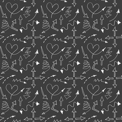 Seamless pattern with sketch hand drawn arrows.