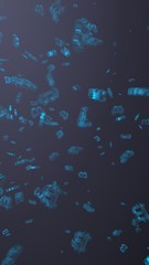 Digital currency symbol Bitcoin on a dark background. Fall of bitcoin. Cryptocurrency graph on virtual screen. Business, Finance and technology concept. 3D illustration