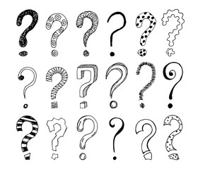 Set of cartoon question marks.