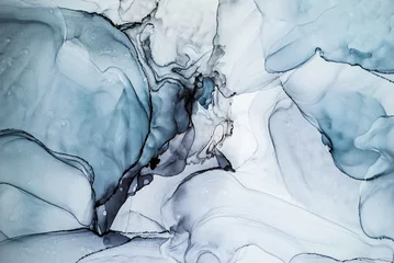 Tinte, Farbe, abstrakt. Nahaufnahme des Gemäldes. Bunter abstrakter Malereihintergrund. Stark strukturierte Ölfarbe. Hochwertige Details. Moderne abstrakte Malerei der Alkoholtinte, moderne zeitgenössische Kunst. © Mari Dein