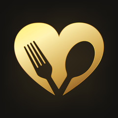 Gold healthy food icon. Vector illustration.