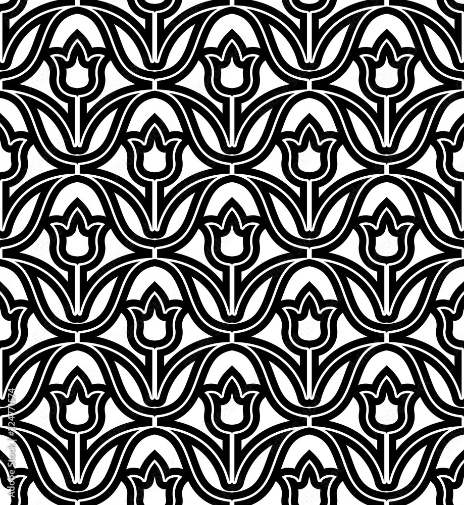 Aufkleber vector pattern with stylized flowers. geometric seamless pattern.