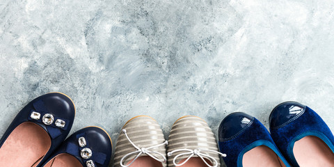 Naklejka premium Several Pairs of Female Flat Shoes, Ballerinas