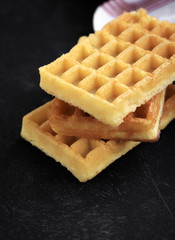 Freshly baked belgium waffles