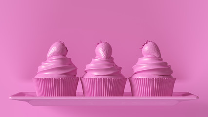 Pink Cupcake 3d illustration	