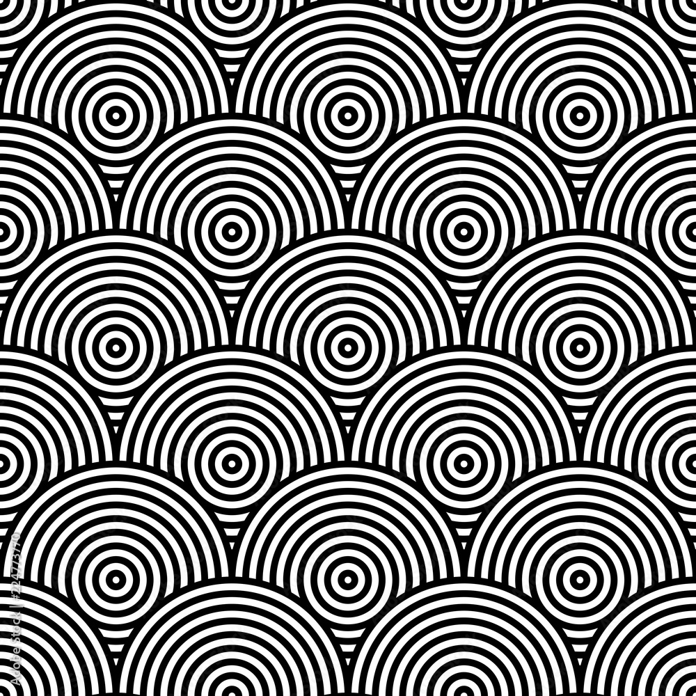 Poster Vector geometric pattern. Seamless pattern with rounded shapes.