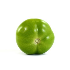 Green tomato on white background 