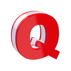 Red glossy alphabet letter Q on white background
