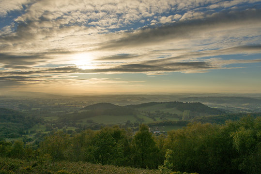 Sunset over the Malvern Hills Worcestershire