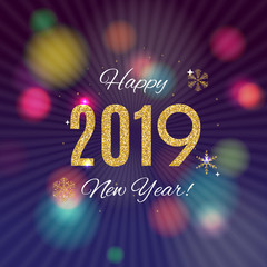 2019 Happy New Year and Marry Christmas Background. Vector Illustration