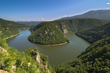 Looking at the meander Vrbas river from a viewpoint