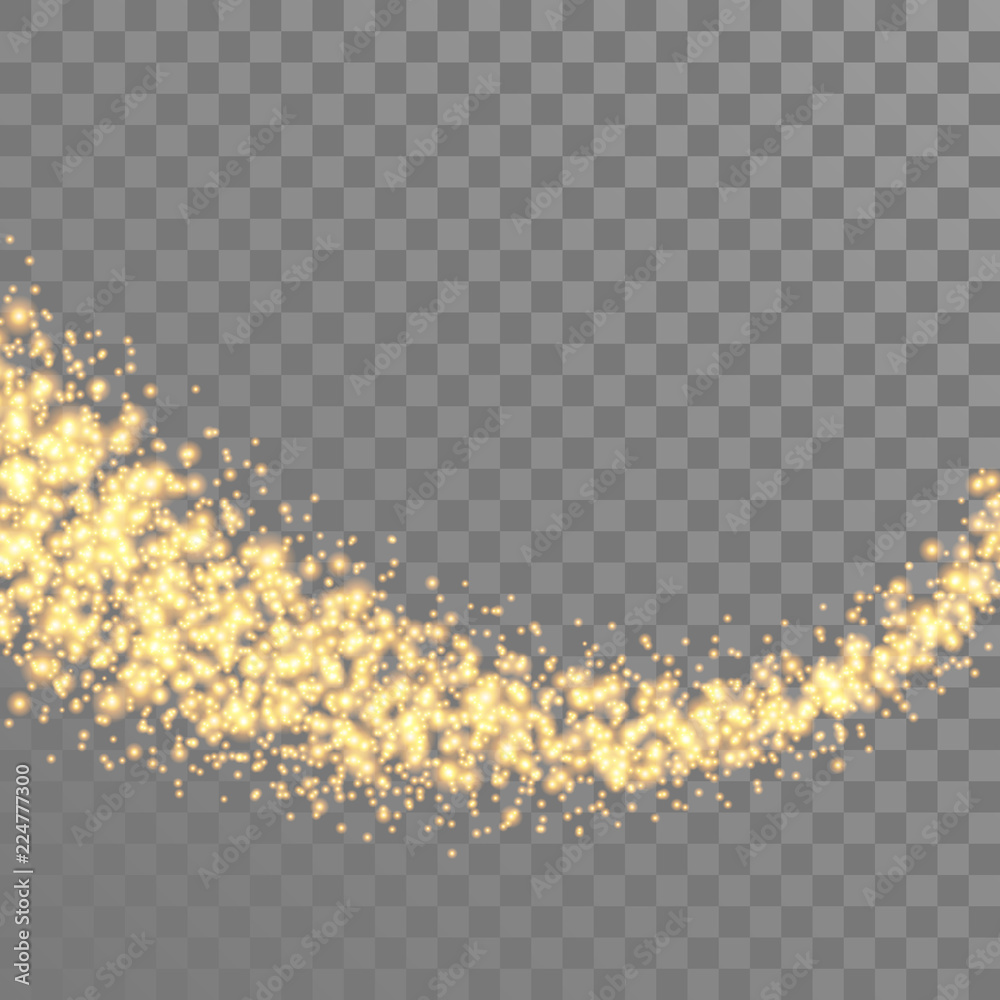 Poster Vector wave with gold sparkles on the transparent background. Light effect for your design.