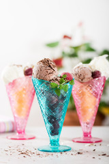 Plastic Ice Cream Sundae Cones with Chocolate and Vanilla Ice Cr