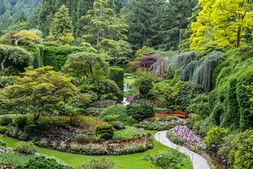 Butchart gardens in summer, Victoria, British Columbia, Canada. Travel Canada.