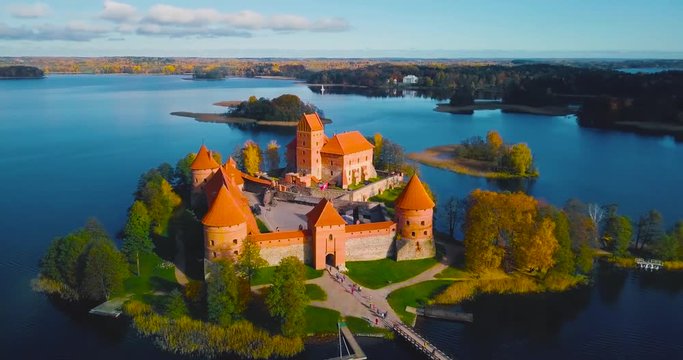 Aerial view of Trakai castle