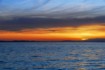 Izmir, Turkey, 30 March 2010: Sunset of Karsiyaka