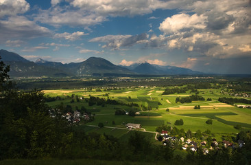 View from the western slope of mountain of Stol near Bled lake, Slovenia