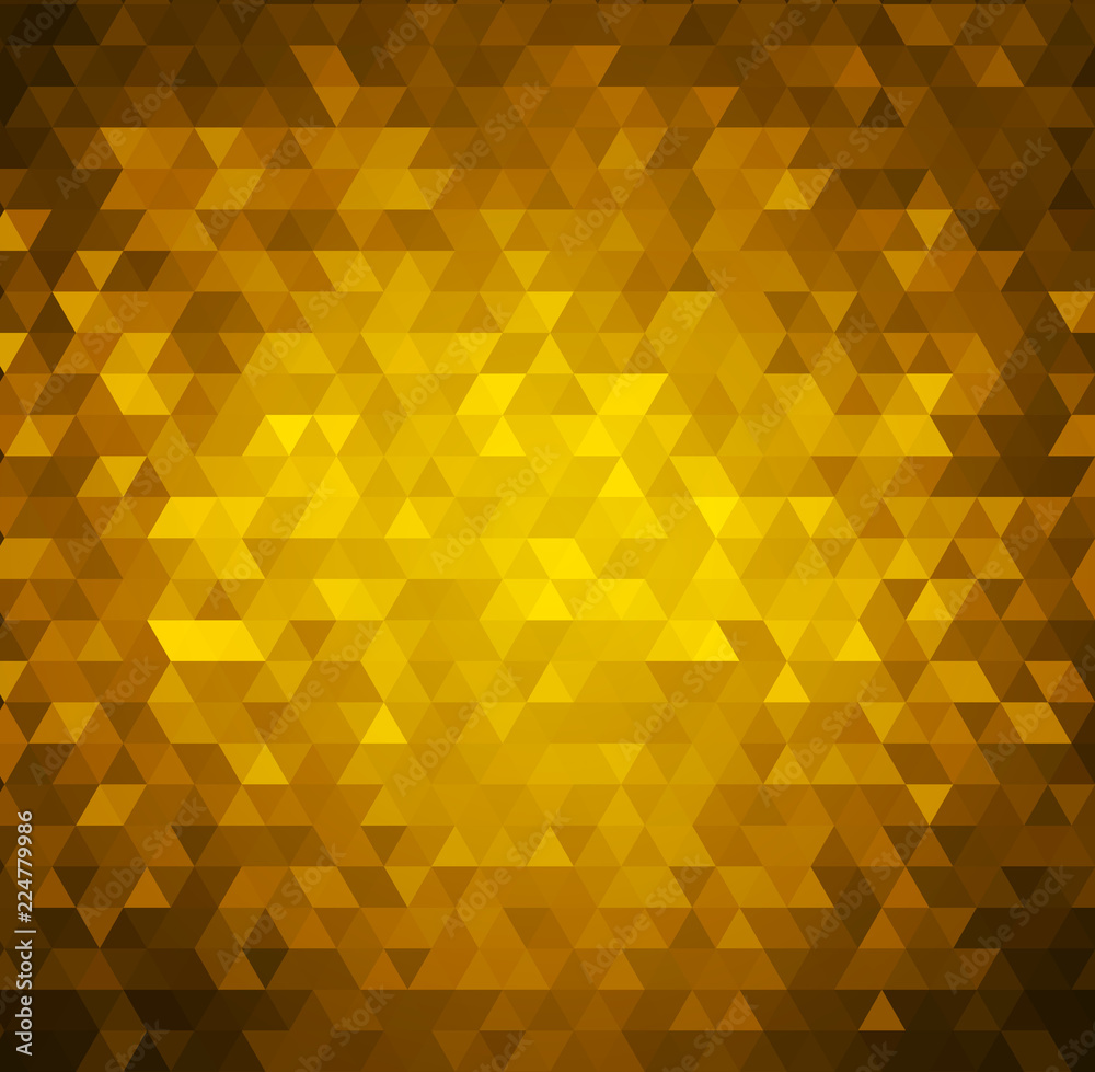 Poster vector gold bright background with triangle shapes