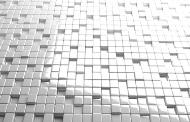 Abstract geometric shape of white cubes 3d render background