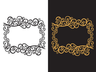 Frame with a hand drawn pattern of curls. Vector illustration isolated on background.