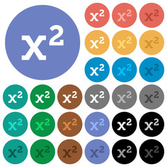 Math exponentiation round flat multi colored icons