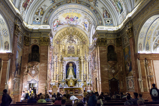 
interior of the basilica of La Macarena in Seville, Andalucia, Spain.