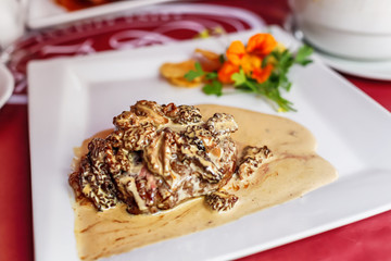 Delicious sweetbreads in rich cream sauce