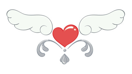 Heart with wings and filigree