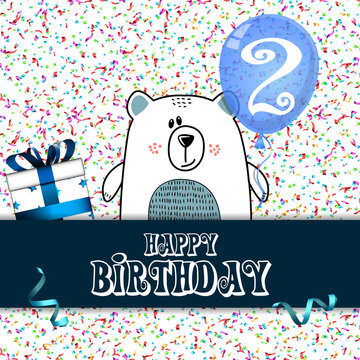 Happy birthday card design for two year old baby