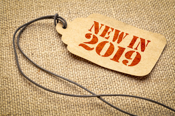 new in 2019 text on a price tag