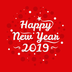 Happy New Year 2019. Holiday icon. Handwritten brush lettering