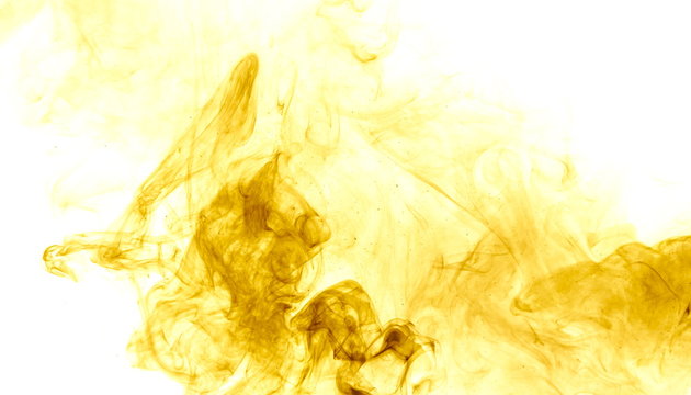 Yellow smoke on white background